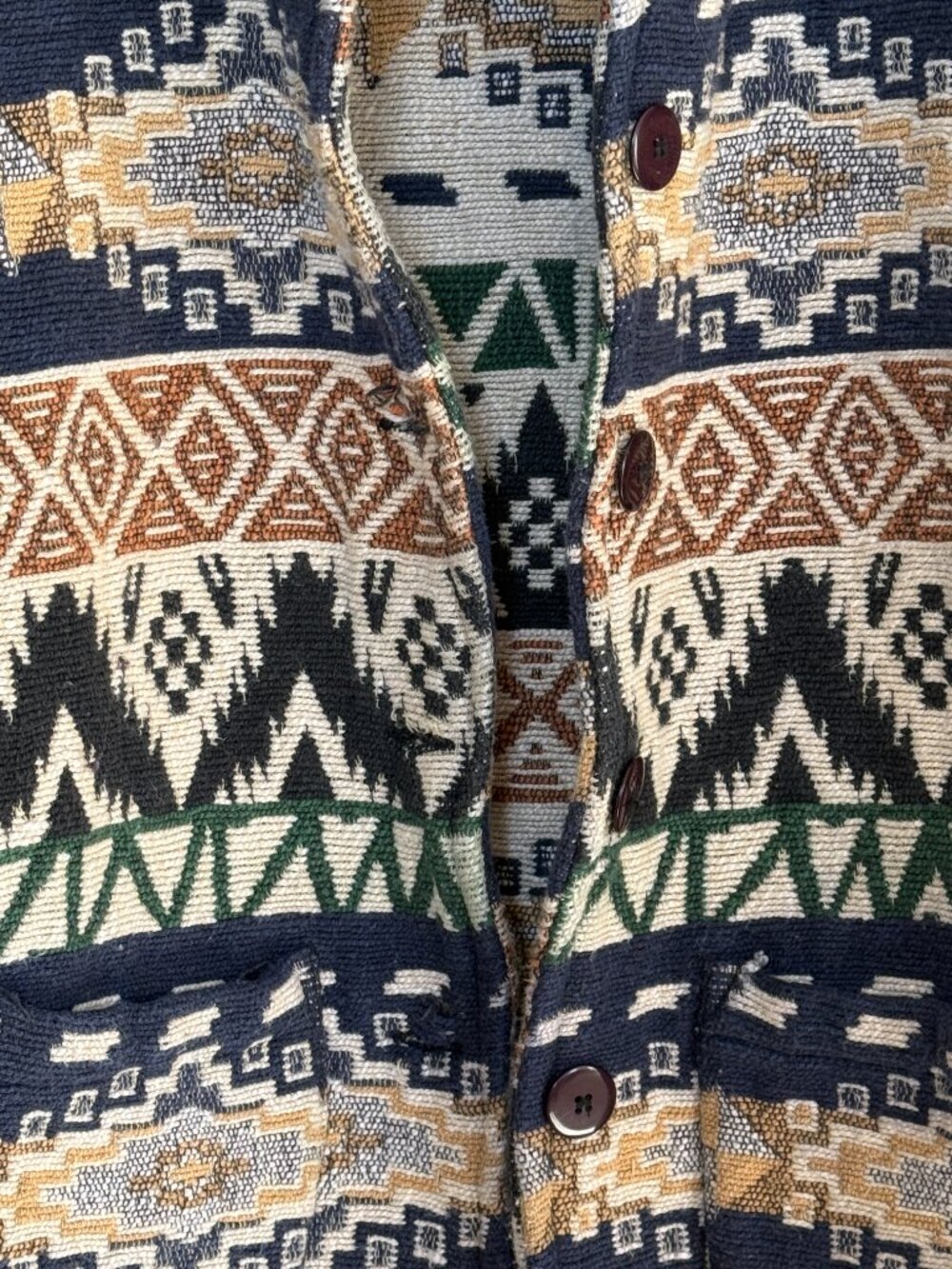 Vintage Southwest Shacket Jacket Cotton Aztec Tribal Print Size Small - Picture 3 of 5